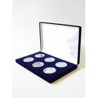 Футляр  для 6 монет в капсулах (диаметр 44 мм), синий