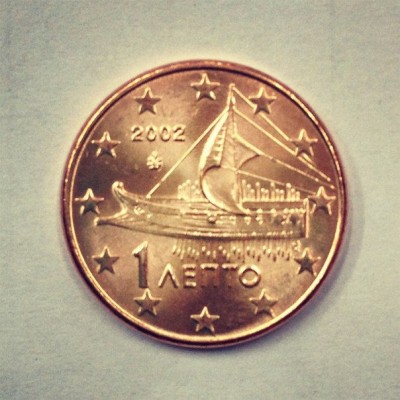 1 евроцент 2002 год. Греция 