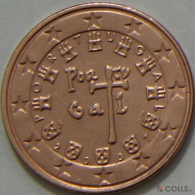 1 евроцент 2007 год. Португалия