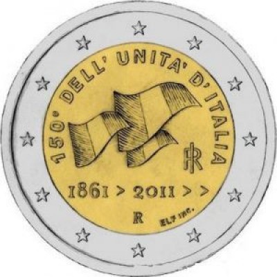 2 евро 2011 год. Италия. 150 лет единства Итальянской Республики.