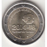 2 евро 2014 год. Бельгия. 100 лет с начала Первой мировой войны