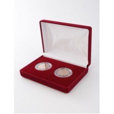 Футляр на 2 монеты в капсулах (диаметр 44), бордо