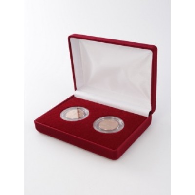 Футляр на 2 монеты в капсулах (диаметр 46 мм) бордо