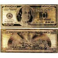 Банкнота 100 долларов США позолота (сувенир) 