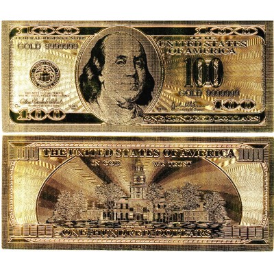 Банкнота 100 долларов США позолота (сувенир) 