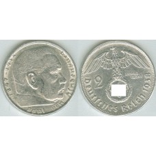 2 Марки 1938 год. Германия Пауль фон Гинденбург. (В) (свастика)