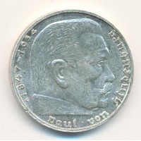 Германия 2 Марки 1938 год. Пауль фон Гинденбург. (G) (свастика)