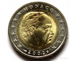 2 евро 2002 год. Монако. Князь Ренье III