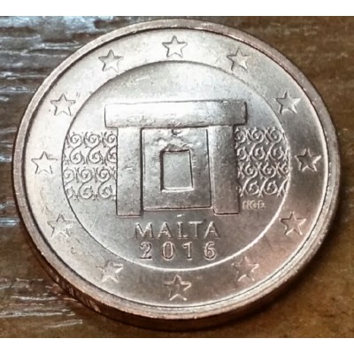 1 евроцент 2016 год. Мальта