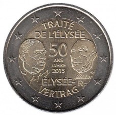 2 евро 2013 год. Франция. 50 лет Елисейскому Договору.