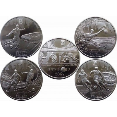 Набор из 5-ти монет 5 гривен 2011 год. Украина. Финальный турнир чемпионата Европы по футболу 2012 год.