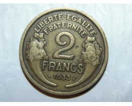  2 франка 1933 год. Франция. 