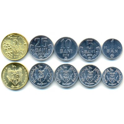 Набор из 5 монет 2004-2008 год. Республика Молдова. 