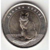 1 лира 2015 год. Турция. Кошка