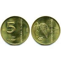 5 толаров 1994 год. Словения. 50 лет банку