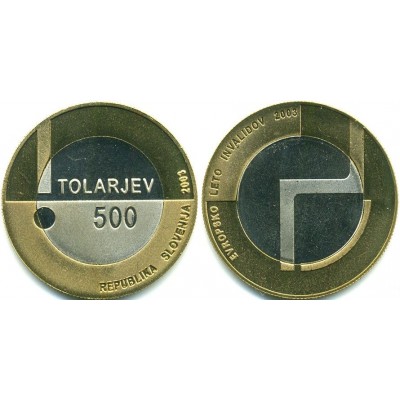 500 толаров 2003 год. Словения. Европейский год инвалидов