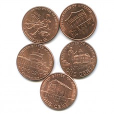 Набор монет 1 цент 2009-2010 гг. США. 200-лет со дня рождения Авраама Линкольна.