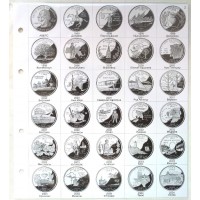 Лист картонный для 25-центовых монет США  Штаты 1999 - 2004 года, формат Нумис