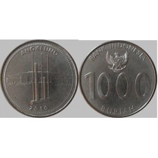 Индонезия 1000 Рупий 2010 год. Ангклунг. UNC