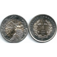 1 лира 2012 год. Турция . Олень