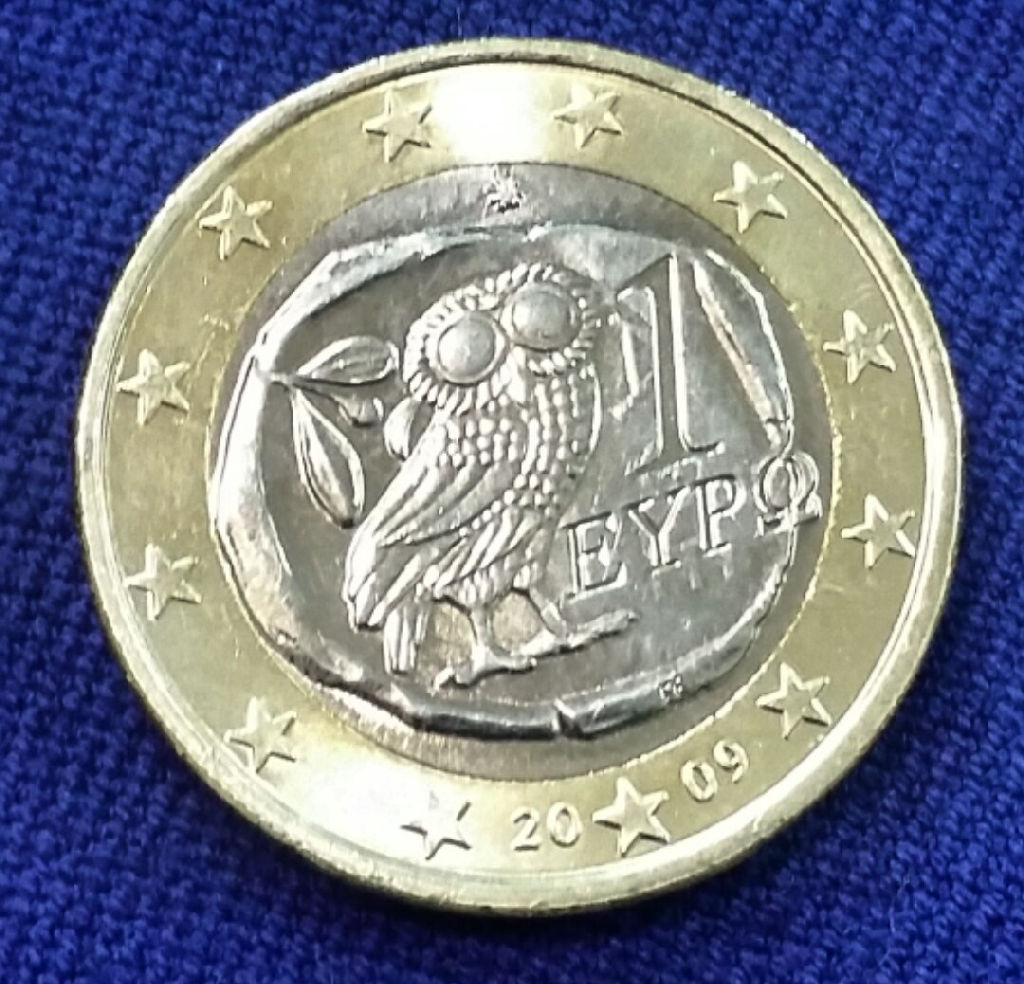 Сколько сегодня 1 евро. Монета 1 евро 2009. Евро 2009 года. 1 Евро Греция. Монета 1 евро Греция.